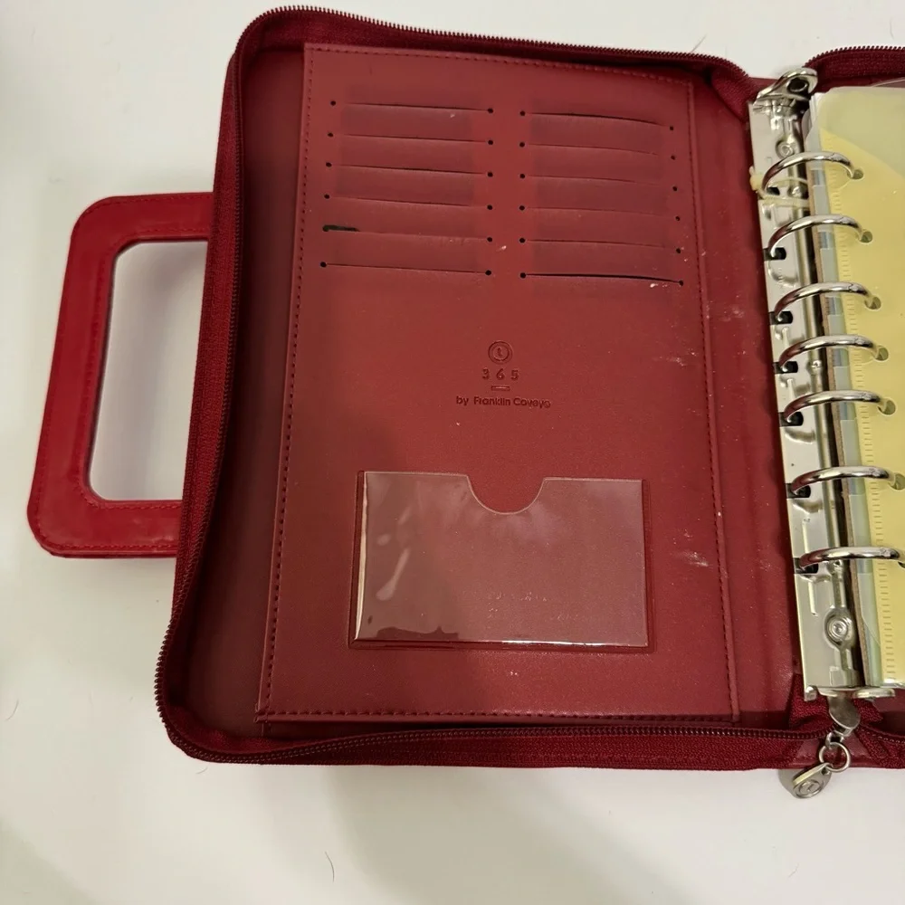 Franklin Covey Red 365 Binder with Textured Accent faux leather